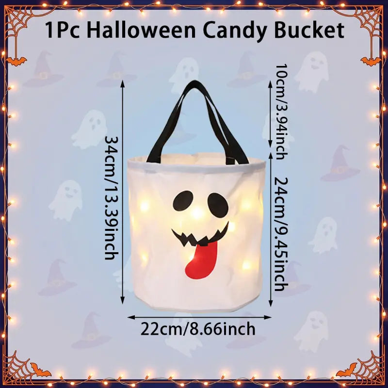 LED Light-Up Halloween Trick-or-Treat Candy Bucket with Ultra-Bright Night Visibility