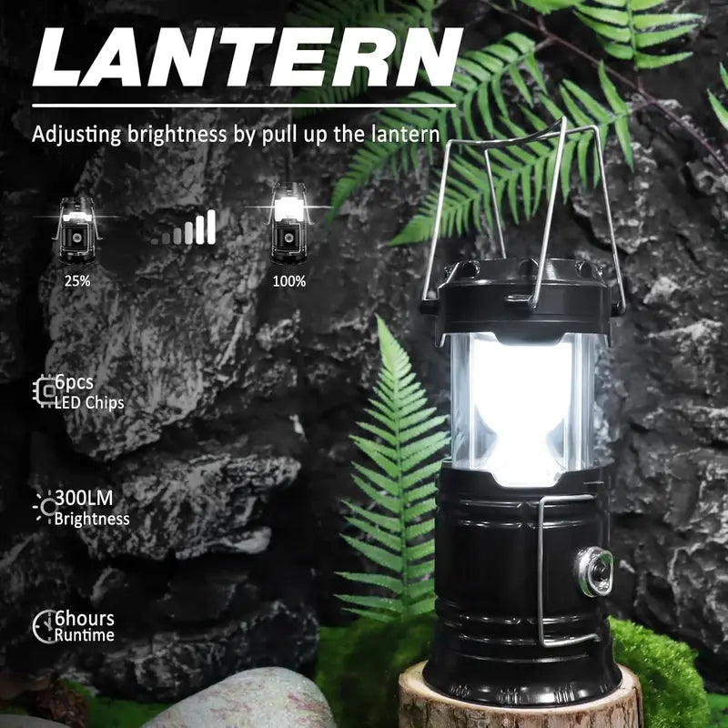 2-in-1 Solar Rechargeable Camping Lantern & LED Flashlight