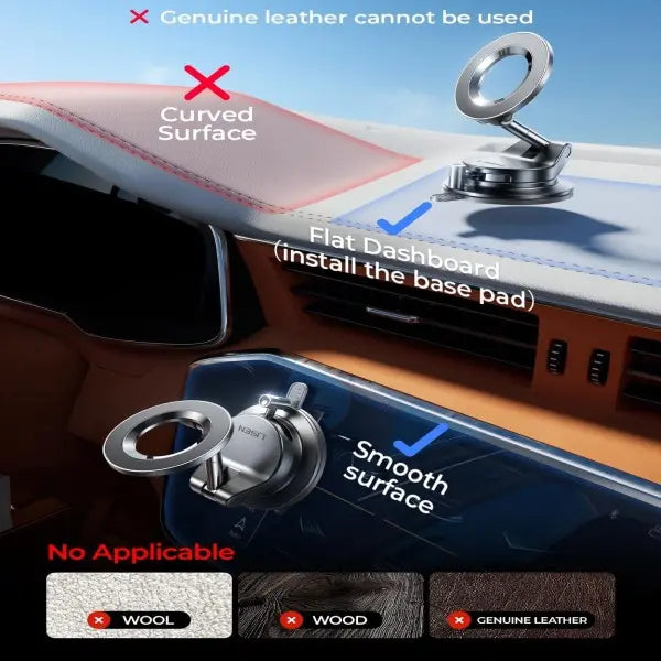 Ultra-Strong Vacuum Suction MagSafe Car Mount with 360° Rotation & Rock-Solid Stability