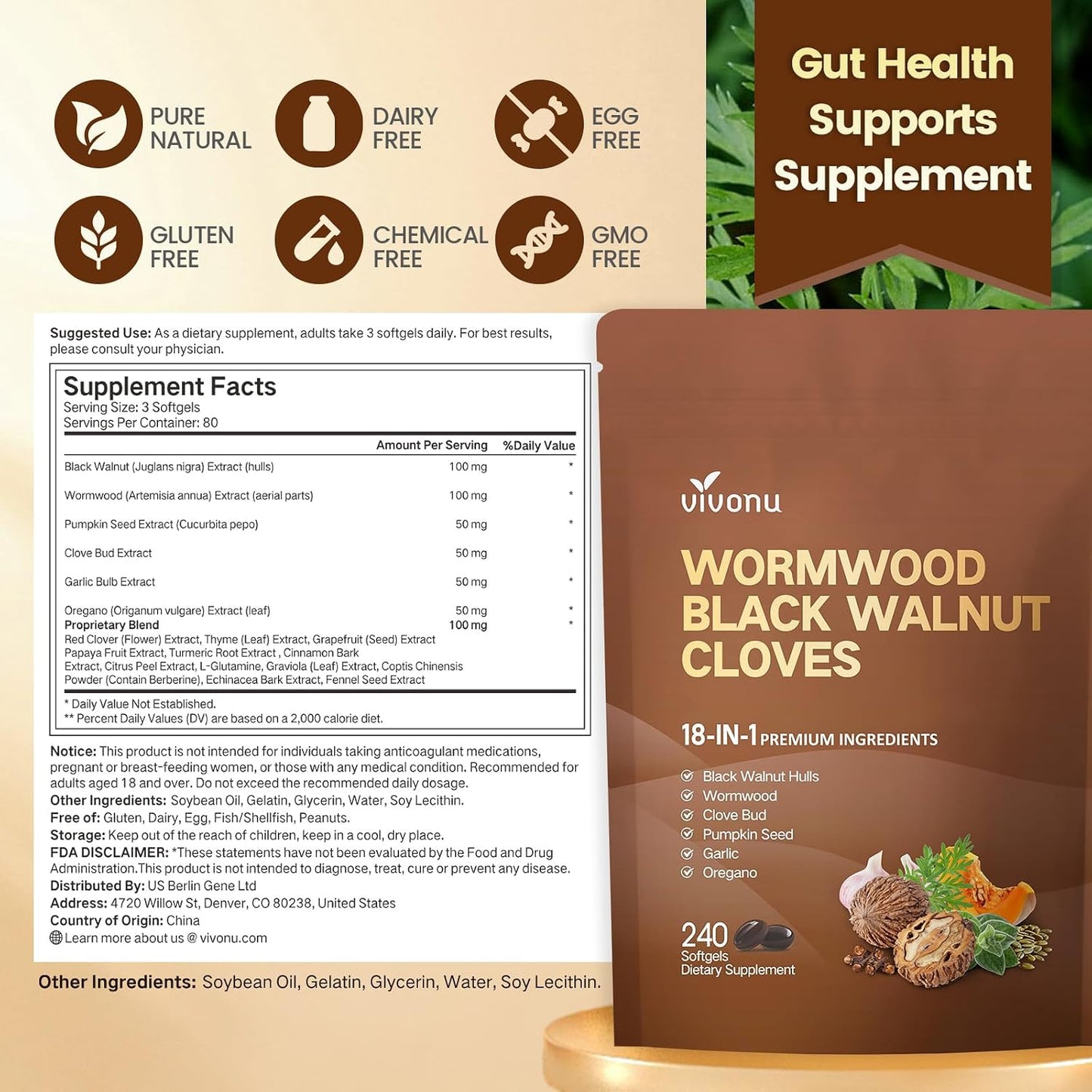 18-in-1 Wormwood Black Walnut & Cloves Softgels – 6600mg Advanced Digestive Cleanse & Gut Health Support