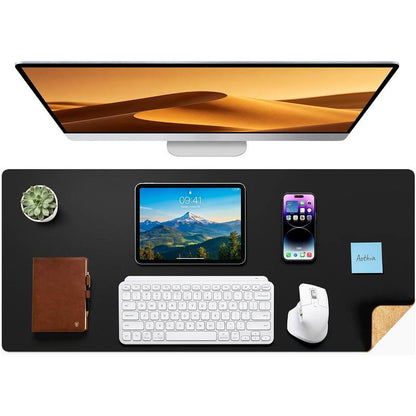Ergonomic Dual-Sided Matte Leather & Natural Cork Desk Mat