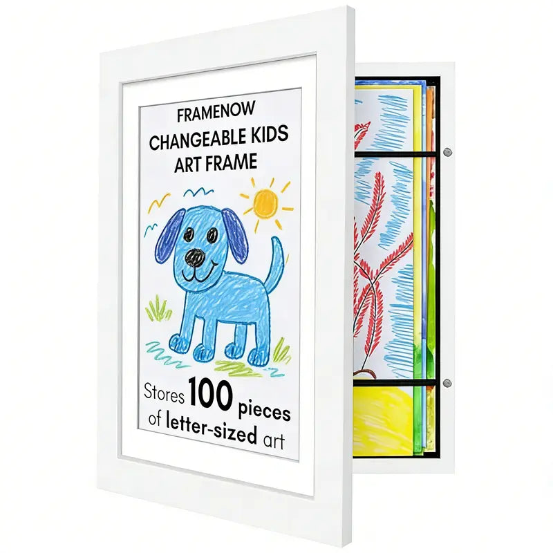 Changeable Kids Art Frame – Display Today's Masterpiece & Store Up To 50 Drawings Instantly