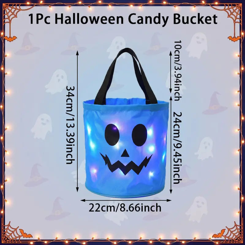 LED Light-Up Halloween Trick-or-Treat Candy Bucket with Ultra-Bright Night Visibility