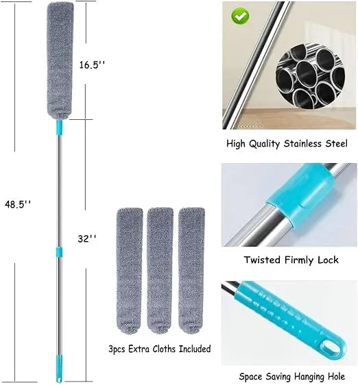 Flexible Gap Dusting Wand with Telescopic Extension Pole