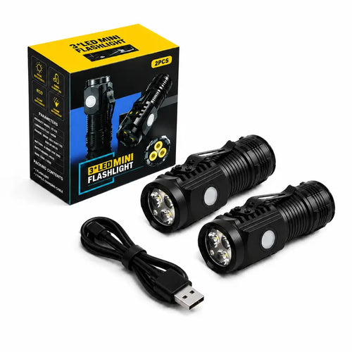 Ultra-Bright 3-LED Rechargeable Mini Flashlight - Compact Tactical Power Pocket Light