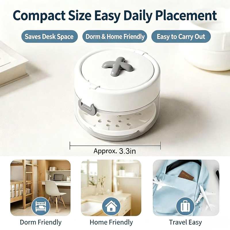3-in-1 Portable Retainer & Denture Cleaner Case with Auto-Lifting Strainer
