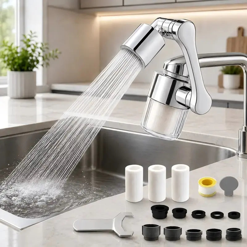 1080° Rotating Robotic Arm Faucet Aerator with Micro-Purification Filter