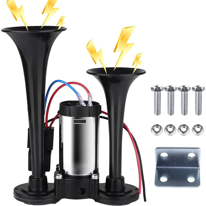 130dB Super Loud Dual Snail Air Horn Kit 12V