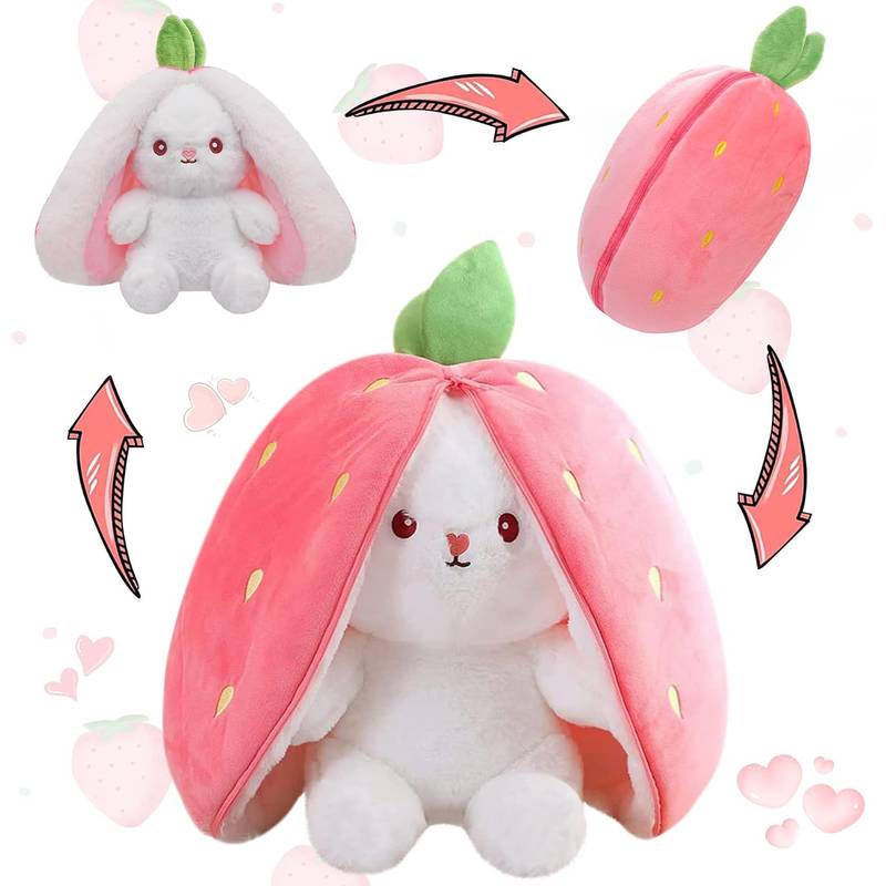 Unzip the Sweetness: 2-in-1 Strawberry Bunny Plush