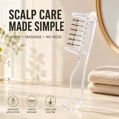 Precision Scalp Applicator Comb: Direct Root Delivery & Mess-Free Hair Serum Massager
