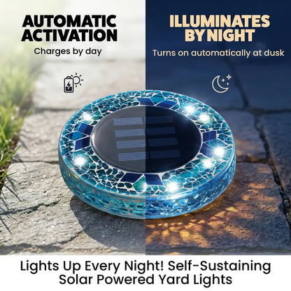 Solar Mosaic Pathway Disc Lights – Automatic Dusk-to-Dawn Outdoor Glow