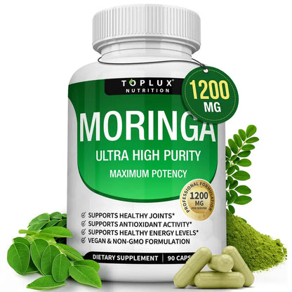 Ultra-Pure Organic Moringa 1200mg – Natural Energy, Joint Support & Daily Vitality