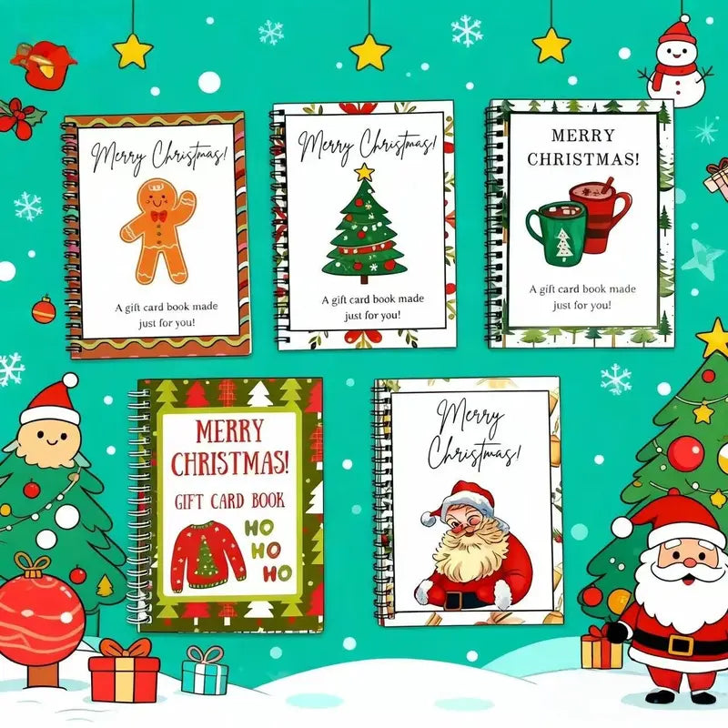 Festive Spiral Christmas Gift Card Booklet & Organizer