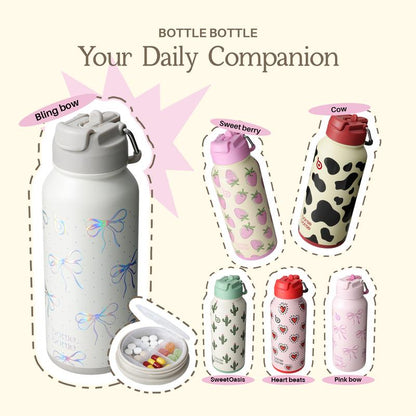 32oz Insulated Water Bottle – Dual Drinking Options with Hidden Storage Compartment