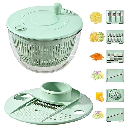 6-in-1 Multi-Functional Salad Spinner & Precision Mandoline Slicer Bowl