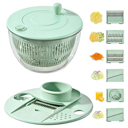 6-in-1 Multi-Functional Salad Spinner & Precision Mandoline Slicer Bowl