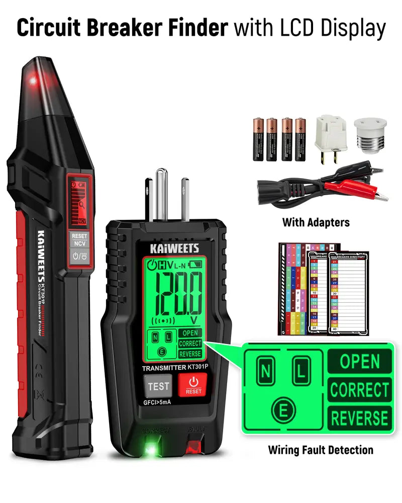 Digital Circuit Breaker Finder Tool with Clear LCD Display & Socket Tester
