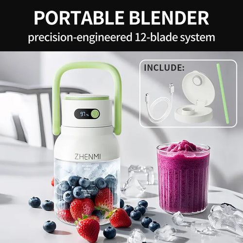 Portable Cordless Blender Bottle with Carrying Handle