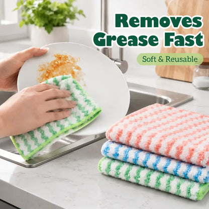 Instant Grease-Release Microfiber Dishcloths: Wipe Heavy Oil in Seconds with Zero Odor