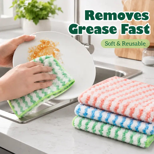 Instant Grease-Release Microfiber Dishcloths: Wipe Heavy Oil in Seconds with Zero Odor