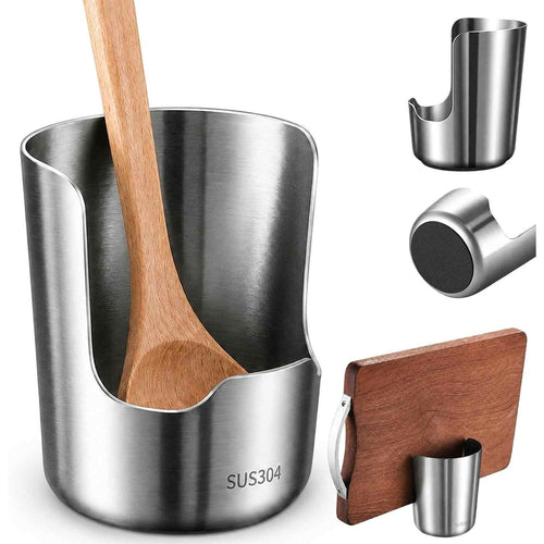 304 Stainless Steel Countertop Utensil Holder & Multi-Purpose Cutting Board Stand