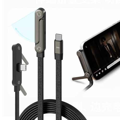 240W Fast Charging Cable with Built-in Foldable Stand