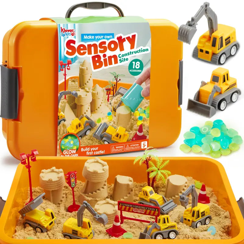 All-in-One Portable Sensory Bin: Mess-Free Play Sand & Construction Toy Set