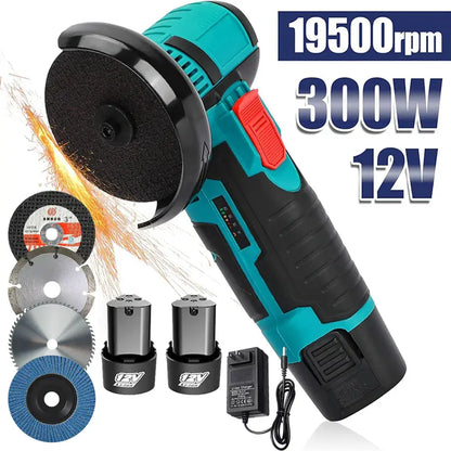 12V Cordless Mini Angle Grinder & Cut-Off Tool Set with 2 Batteries