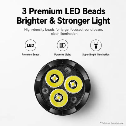 Ultra-Bright 3-LED Rechargeable Mini Flashlight - Compact Tactical Power Pocket Light
