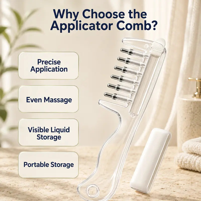 Precision Scalp Applicator Comb: Direct Root Delivery & Mess-Free Hair Serum Massager
