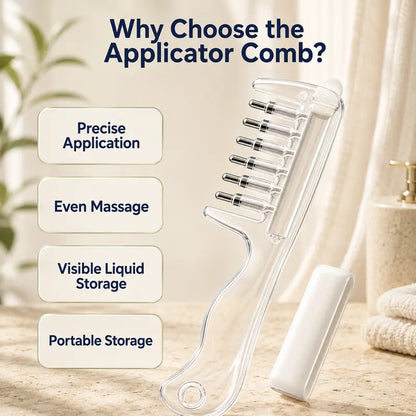 Precision Scalp Applicator Comb: Direct Root Delivery & Mess-Free Hair Serum Massager