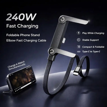 240W Fast Charging Cable with Built-in Foldable Stand