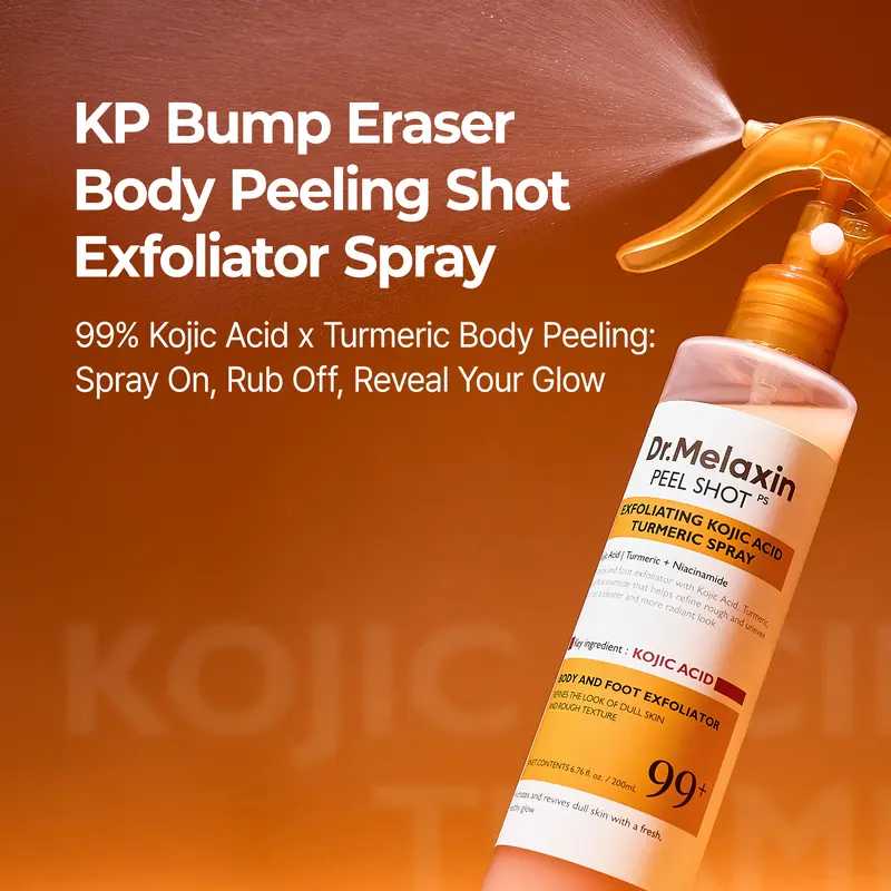 Transform Rough, Dull Skin Instantly with Turmeric & Kojic Acid Exfoliating Spray
