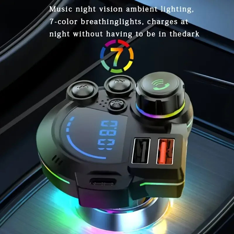Wireless Bluetooth FM Transmitter with Hands-Free Calling & Fast Dual USB Charging