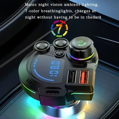 Wireless Bluetooth FM Transmitter with Hands-Free Calling & Fast Dual USB Charging