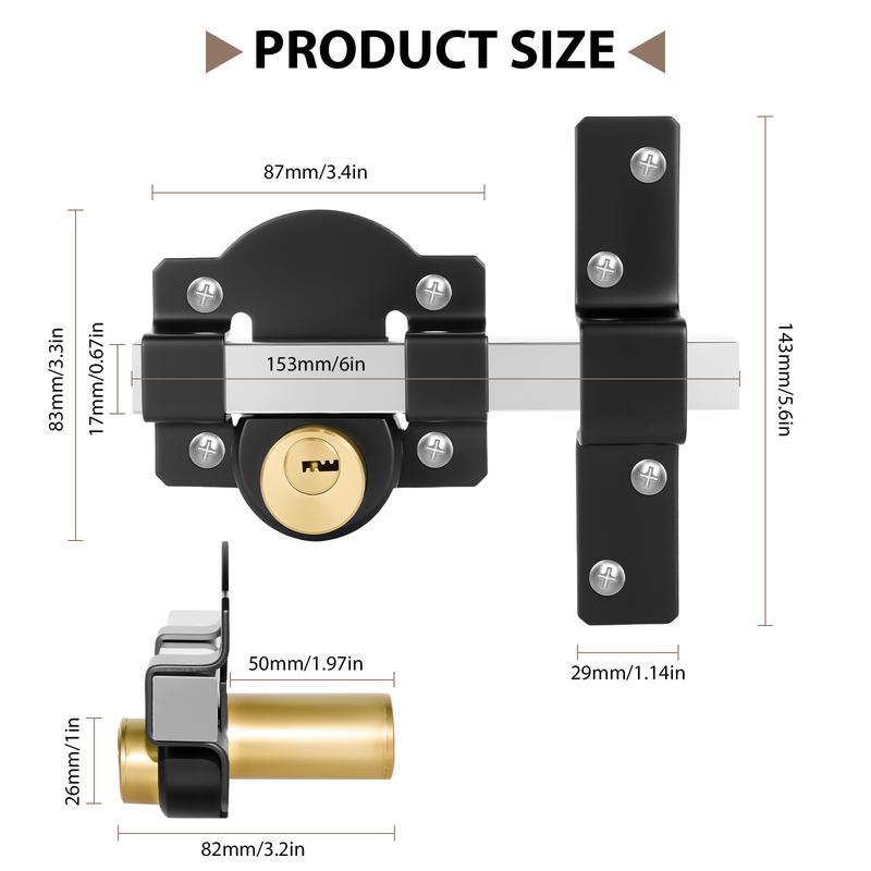 Double-Sided Barn Door Lock—Weather-Resistant Security Lock for Gates, Sheds, and Wooden Doors
