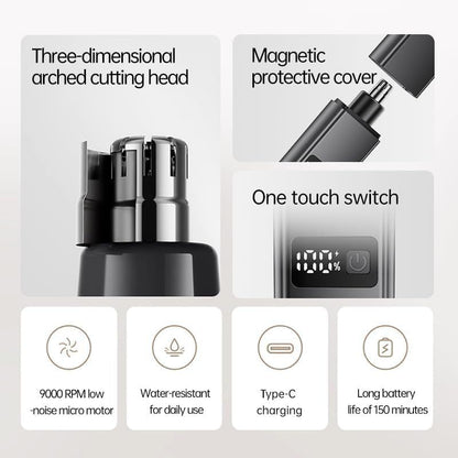 Effortless Precision Nose & Ear Hair Trimmer with Smart LED Display
