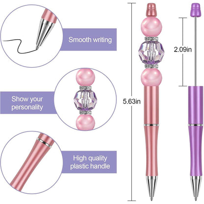 DIY Custom Beadable Pens Set – Smooth Writing Metallic Pens for Creative Crafting