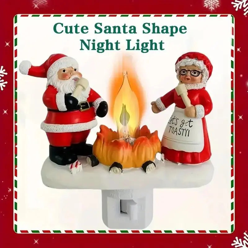 Flickering Campfire Santa & Mrs. Claus Night Light