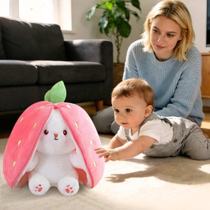 Unzip the Sweetness: 2-in-1 Strawberry Bunny Plush