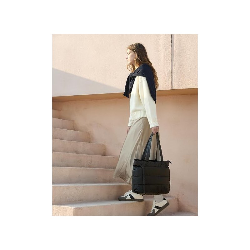 Ultra-Lightweight Multi-Compartment Puffy Tote Bag