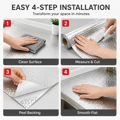 Self-Adhesive Aluminum Foil Kitchen Backsplash & Shelf Liner Paper