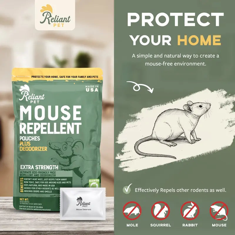 Plant-Based Natural Mouse Repellent Pouches for Home, Garage & RV
