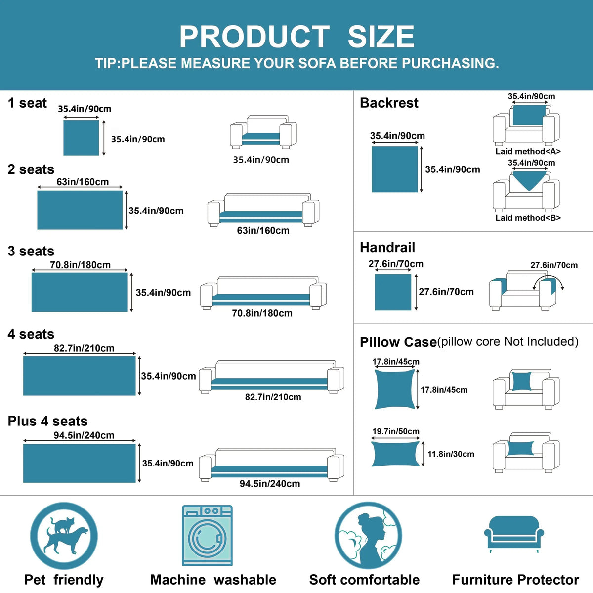 Non-Slip Pet-Friendly Sectional Couch Cover
