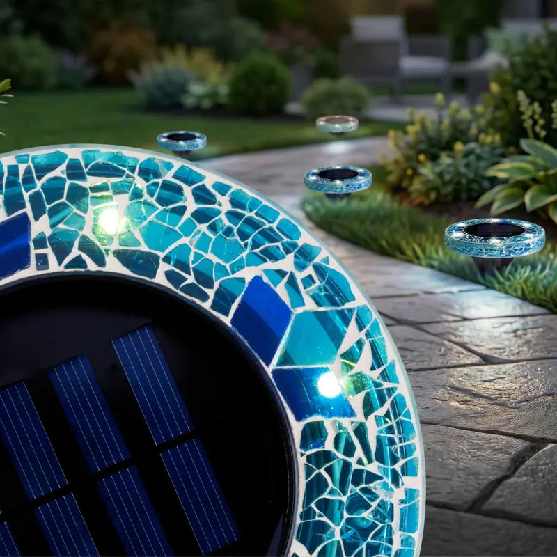 Solar Mosaic Pathway Disc Lights – Automatic Dusk-to-Dawn Outdoor Glow