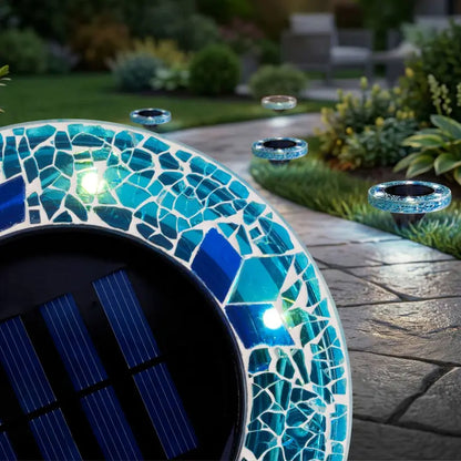 Solar Mosaic Pathway Disc Lights – Automatic Dusk-to-Dawn Outdoor Glow