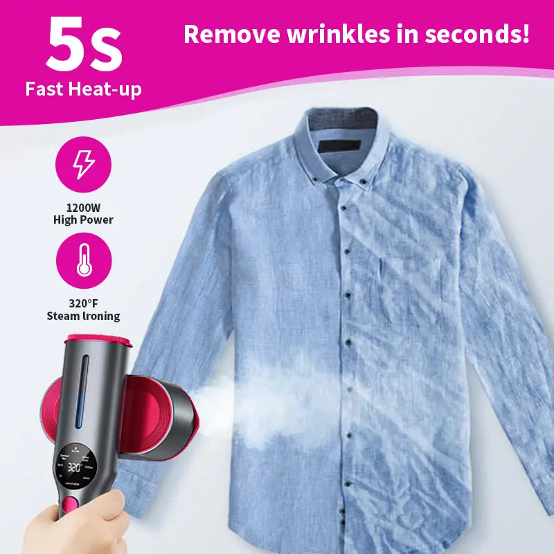 2-in-1 Smart Handheld Steamer & Iron with LCD Temp Control