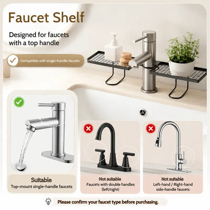 Zero-Drill Faucet Storage Rack: Instantly Double Your Sink Counter Space