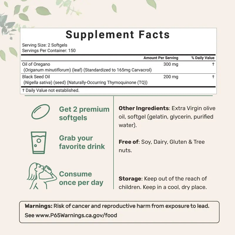 Ultra-Strength Oil of Oregano & Black Seed Oil Softgels