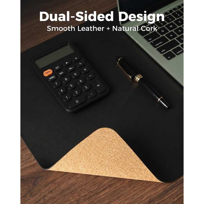 Ergonomic Dual-Sided Matte Leather & Natural Cork Desk Mat
